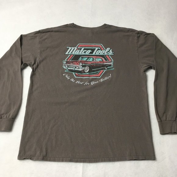 Matco Tools Shirt Mens LGGray Blue Long Sleeve Crew Casual Vintage Workwear Tee - Picture 5 of 9
